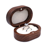 Walnut Wood Ring Box Velvet Soft Interior Holder Organizer Jewelry Wooden Box