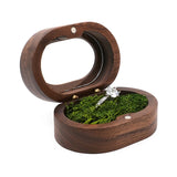 Walnut Wood Ring Box Velvet Soft Interior Holder Organizer Jewelry Wooden Box
