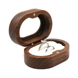 Walnut Wood Ring Box Velvet Soft Interior Holder Organizer Jewelry Wooden Box