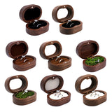 Walnut Wood Ring Box Velvet Soft Interior Holder Organizer Jewelry Wooden Box