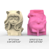 Succulent Silicone Mold Cat-Ear Girl Flower Pot Resin Epoxy Mold