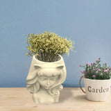 Succulent Silicone Mold Cat-Ear Girl Flower Pot Resin Epoxy Mold