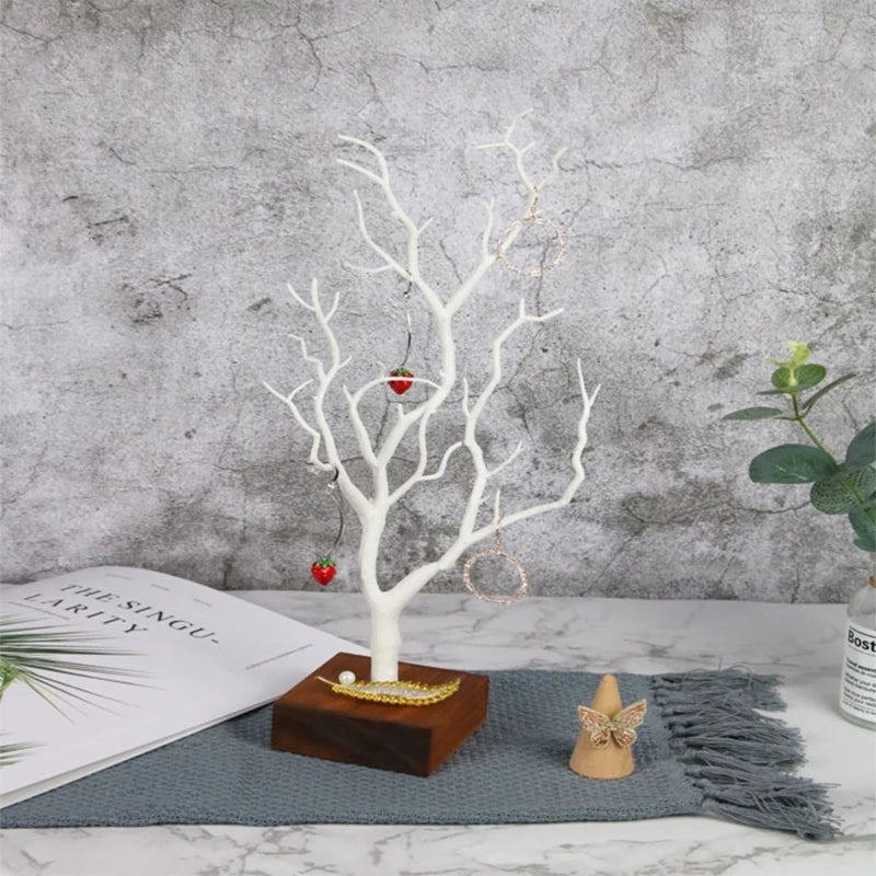 Wooden Tree Jewelry Stand Organizer Earring Necklace Bracelet Holder