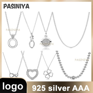 925 Sterling Silver Snake Chain Necklace Bow Heart Pendant