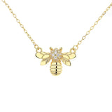 ZFSILVER S925 Sterling Silver Diamondset Honeybee Bee Necklace