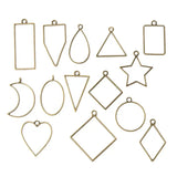 N80E 14Pcs Geometric Shape Metal Frame Set DIY Epoxy Resin UV Crystal Silicone Molds Jewelry Pendant Making