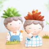 Boy Succulent Flower Pot Epoxy Resin Mold Concrete Vase Silicone DIY Crafts