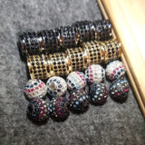 4 Pave & CZ Charms Bead Jewelry for DIY Snake Chain Bracelet Bangle