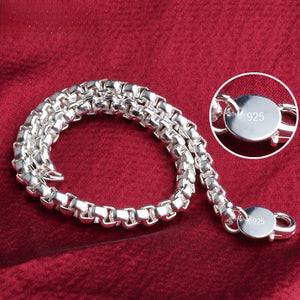 925 Silver Round Lattice Chain Bracelet 4MM Men Women Jewelry