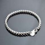 925 Silver Round Lattice Chain Bracelet 4MM Men Women Jewelry