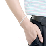 925 Silver Flat Sideways Chain Bracelet for Women Men
