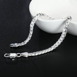 925 Silver Flat Sideways Chain Bracelet for Women Men