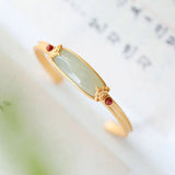 NATRICH Palace Style S925 Sterling Silver Gilding Hetian Jade Bracelet Women's