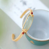 NATRICH Palace Style S925 Sterling Silver Gilding Hetian Jade Bracelet Women's