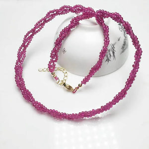 Natural Red Spinel 2mm Round Faceted Choker 14KGP Necklace