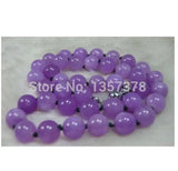 Lavender 10mm Jade Beads Necklace 18-Inch