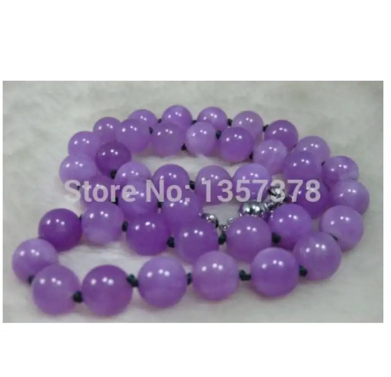 Lavender 10mm Jade Beads Necklace 18-Inch