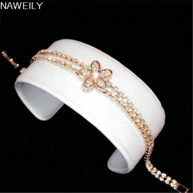 CZ Flower Bracelet Chain for Women Jewelry