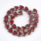 Electroplate Glass Beads Strands Edge Plated Heart Red 10x10x4mm for Jewelry