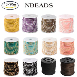2.7/3/4mm Faux Suede Cord Flat Beading String Aluminum Studded Leather Cord