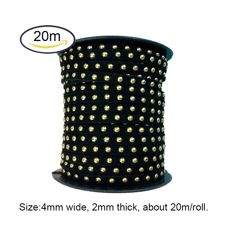 2.7/3/4mm Faux Suede Cord Flat Beading String Aluminum Studded Leather Cord