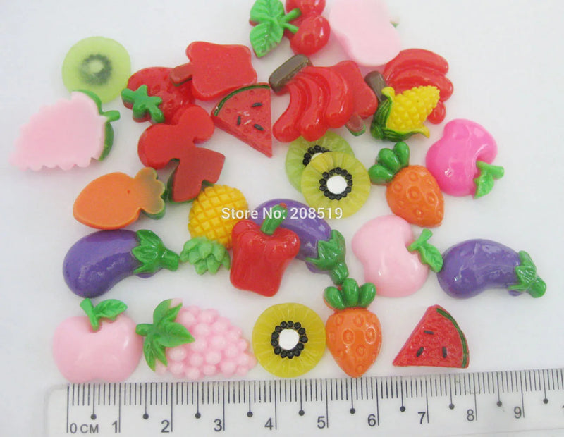 NBNLEO Flatback Buttons Resin Fruit Craft Ornament Mix 30Pcs DIY Scrapbooking