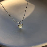925 Silver Heart Shell Necklace Sweet Delicate Jewelry Women Wedding Gift