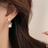 925 Silver Zircon Star Earring for Women Girl