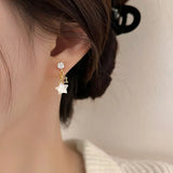 925 Silver Zircon Star Earring for Women Girl