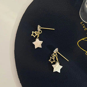 925 Silver Zircon Star Earring for Women Girl