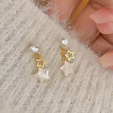 925 Silver Zircon Star Earring for Women Girl