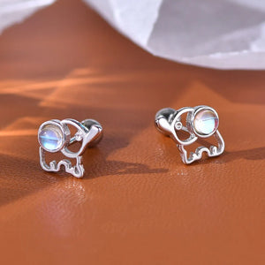 925 Silver Moonstone Elephant Earrings - Party Gift Jewelry