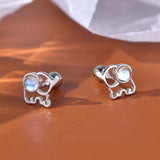 925 Silver Moonstone Elephant Earrings - Party Gift Jewelry