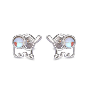 925 Silver Moonstone Elephant Earrings - Party Gift Jewelry