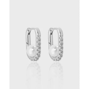 925 Sterling Silver Pearl Zircon Earrings for Women