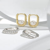 925 Sterling Silver Pearl Zircon Earrings for Women