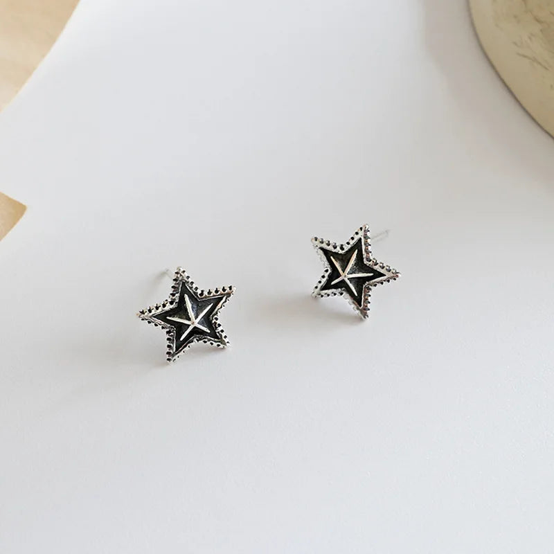 925 Silver Vintage Star Earrings Women Girl Party Gift