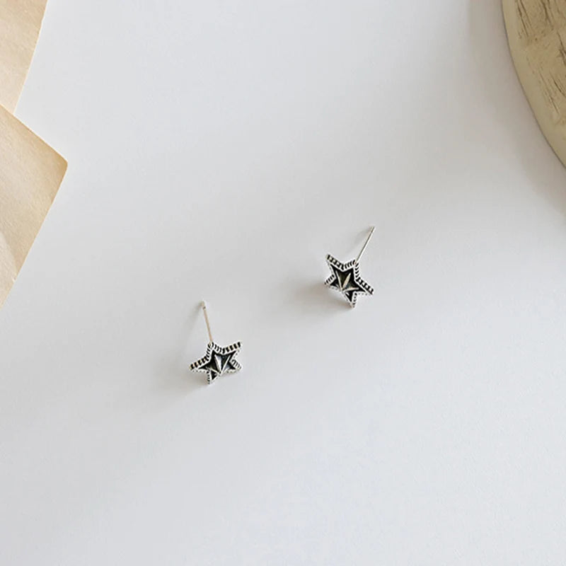 925 Silver Vintage Star Earrings Women Girl Party Gift