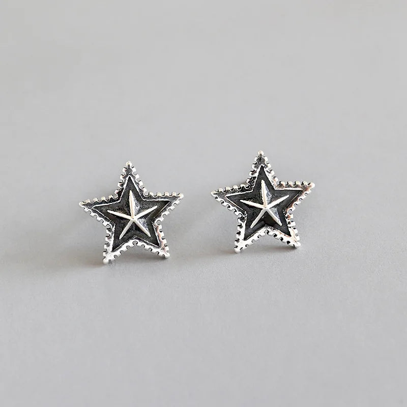 925 Silver Vintage Star Earrings Women Girl Party Gift