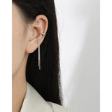925 Sterling Silver Long Tassels Ear Clip for Women - Birthday Gift
