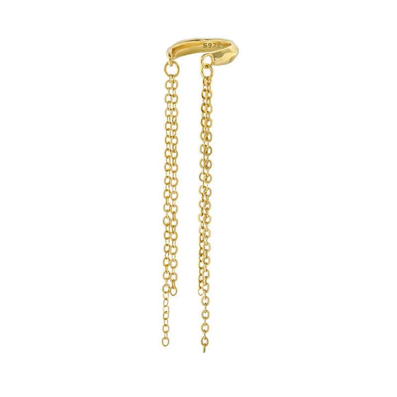 925 Sterling Silver Long Tassels Ear Clip for Women - Birthday Gift