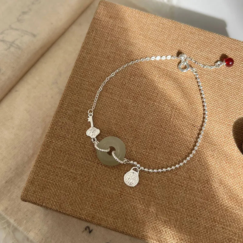 925 Silver Hotan Jade Bracelet Agate Wedding Jewelry for Women