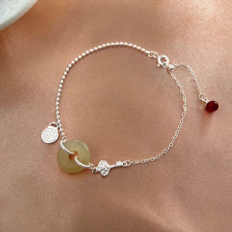 925 Silver Hotan Jade Bracelet Agate Wedding Jewelry for Women