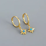 925 Silver Opal Fresh Star Earrings Women Wedding Light Jewelry