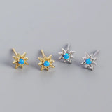 925 Silver Opal Fresh Star Earrings Women Wedding Light Jewelry