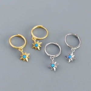 925 Silver Opal Fresh Star Earrings Women Wedding Light Jewelry