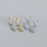 925 Silver Opal Fresh Star Earrings Women Wedding Light Jewelry