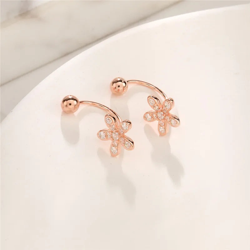 925 Silver Rose Flower Earring Women Jewelry Wedding Party Gift