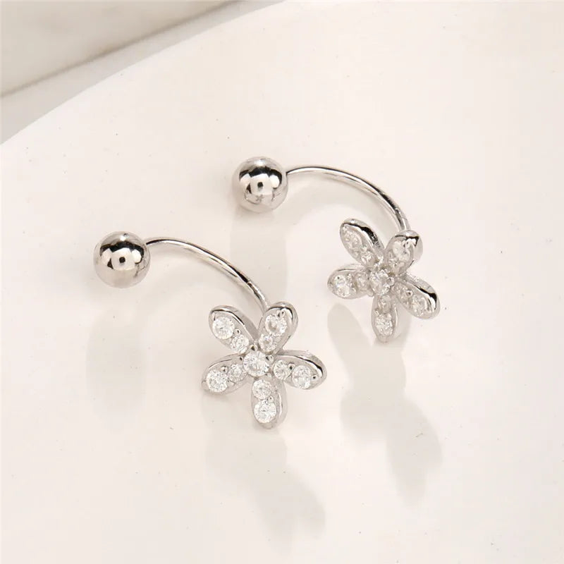 925 Silver Rose Flower Earring Women Jewelry Wedding Party Gift