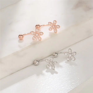 925 Silver Rose Flower Earring Women Jewelry Wedding Party Gift